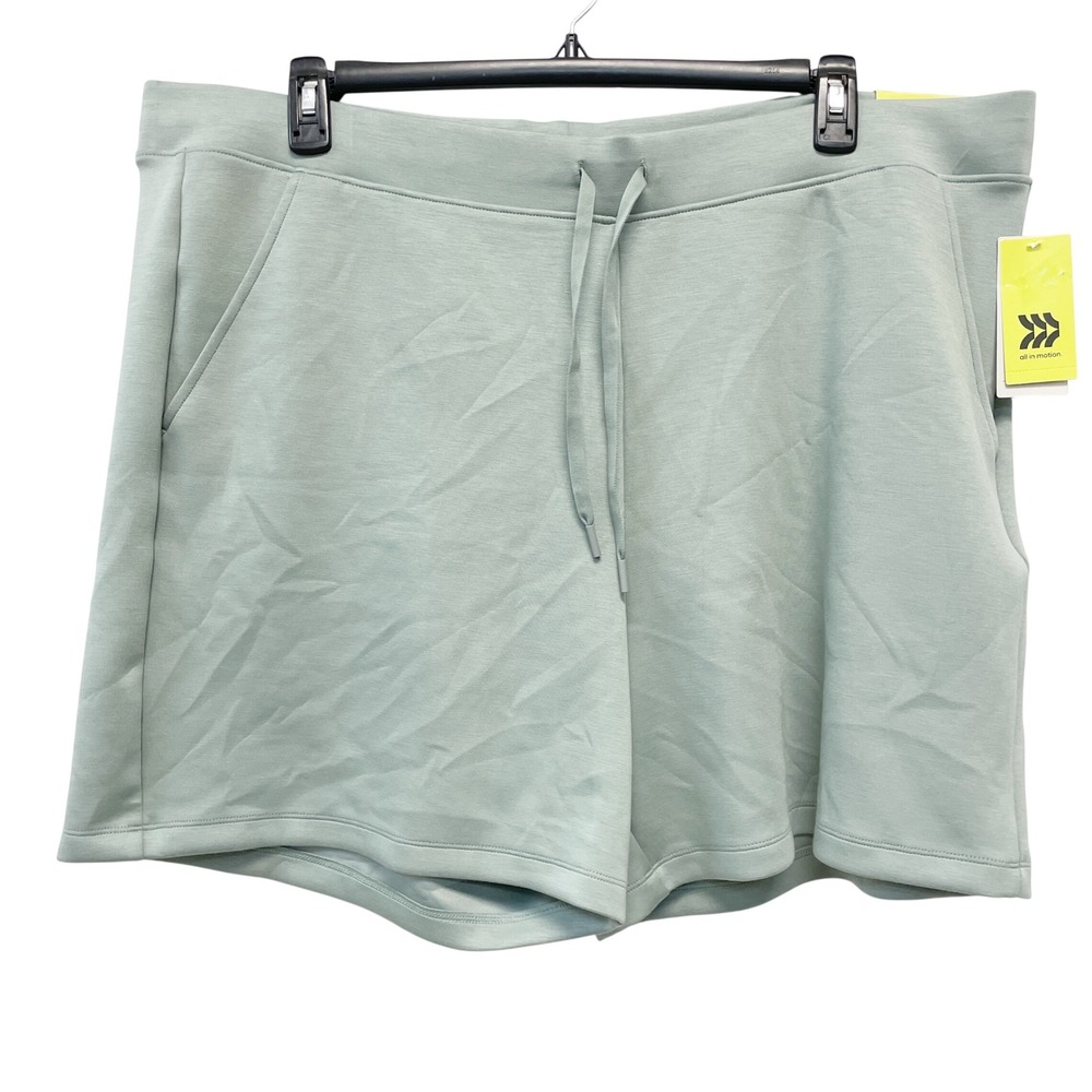 All in Motion Women's 7" Sage Green Drawstring Athletic Unlined Shorts Size XXL